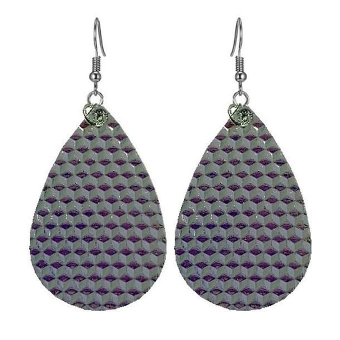Fako Bijoux® - Oorbellen - Druppel - Glitter - Kunstleer - Metallic