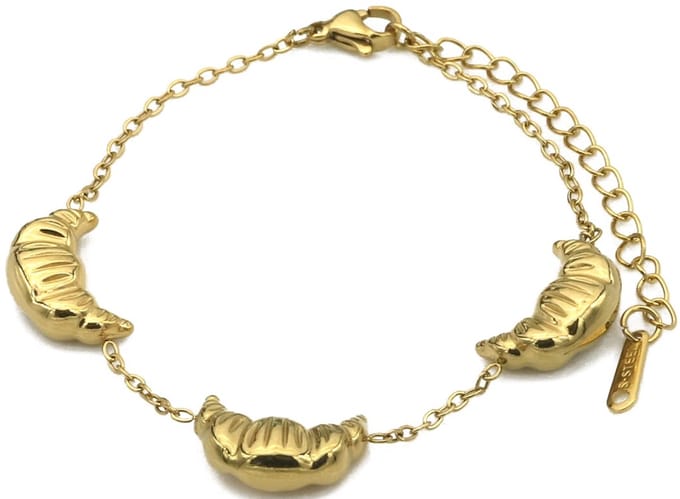 Armband RVS croissant design - goudkleurig - verstelbaar 16-21 cm