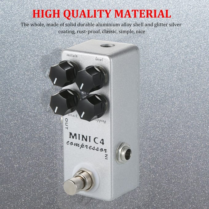 MOSKY MINI C4 Compressor Gitaareffectpedaal True Bypass zilver