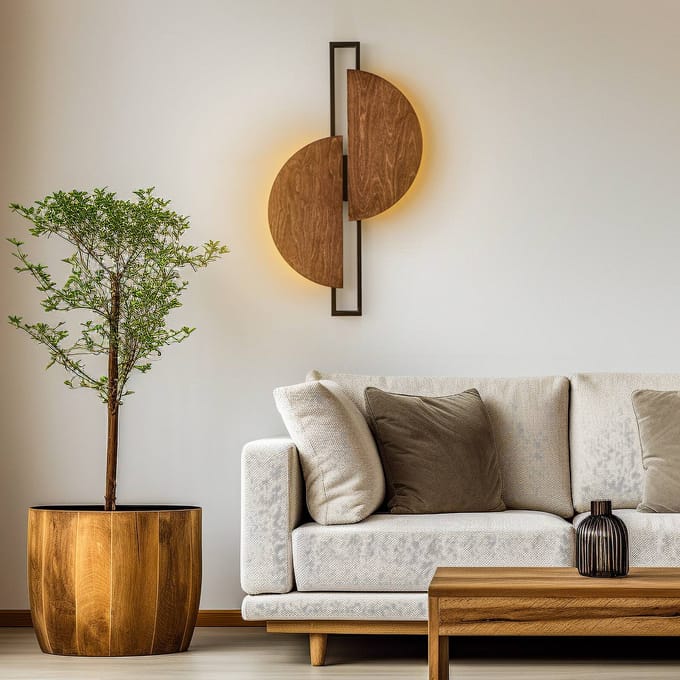 Nowodvorski Lighting LED wandlamp Sunrise LED van hout