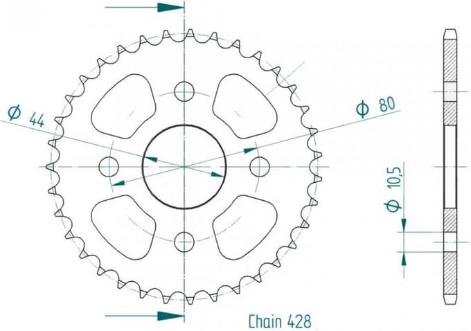 Couronne de transmission Esjot pour Quad Barossa 100 Python 2003 à 2004 Neuf