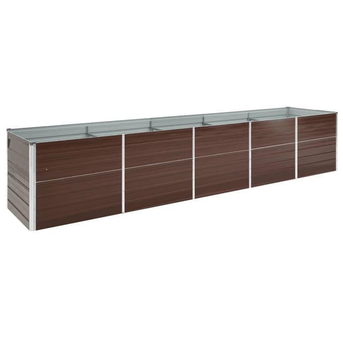 vidaXL - Plantenbak - verhoogd - 400x80x77 - cm - gegalvaniseerd - staal - bruin