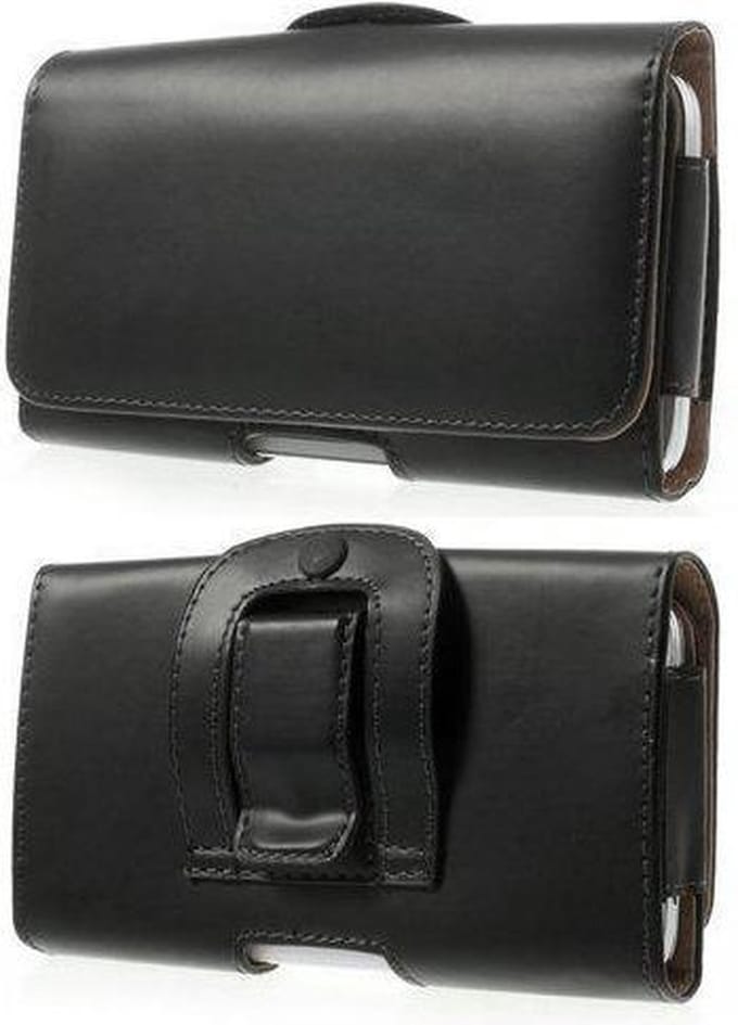 Leren flip wallet hoesje + clip broekclip Samsung Galaxy S6