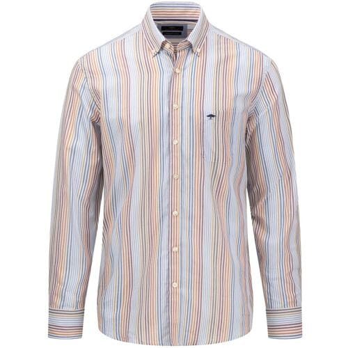 Fynch-Hatton Overhemd Vertical Combi Stripes Button Down Orient Red-Multi / male
