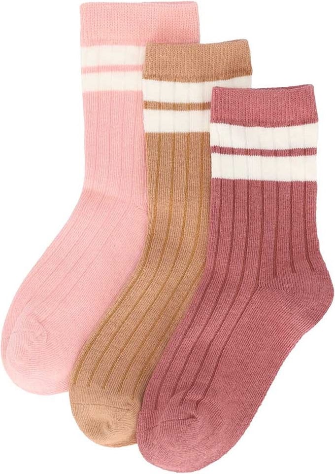 iN ControL 3pack RIB socks STRIPE roze 23/26