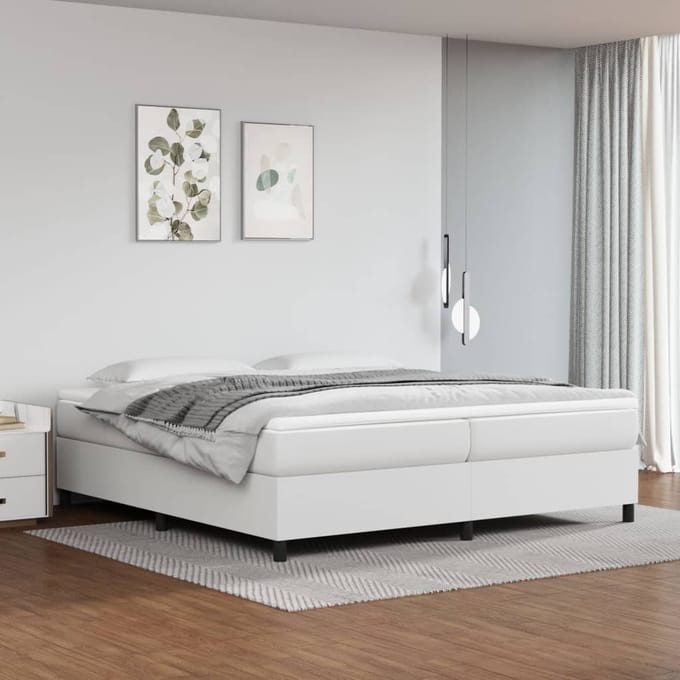 vidaXL - Boxspring - bed - kunstleer - wit - 200x200 - cm