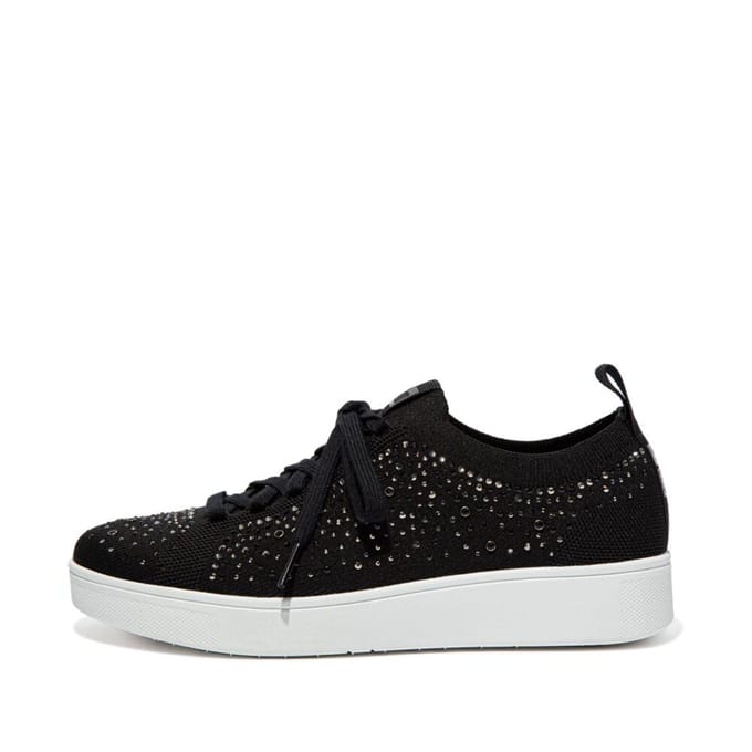 Fit Flop Dames Rally Crystal Gehaakte Sneakers (Zwart)