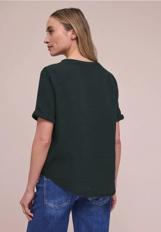 Blouse met korte mouwen in mousseline kwaliteit