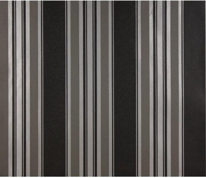 Dutch Wallcoverings - Schuimvinyl streep zwart/zilver