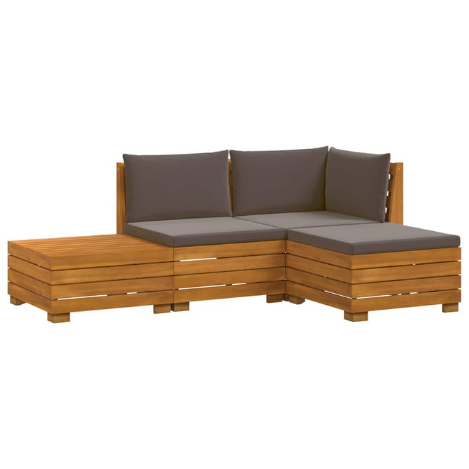 vidaXL - 4 - st - Buiten - bank - set - Massief - Acacia - Hout - Bruin