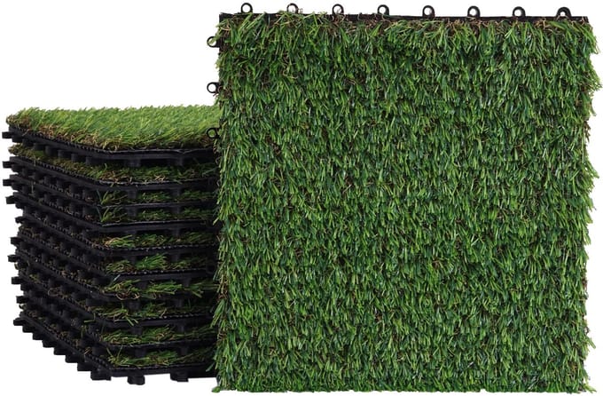 Grastegel MCW-E13, gazontegel Grasmat Kunstgras, balkon/terras 11x 30x30cm = 1m²