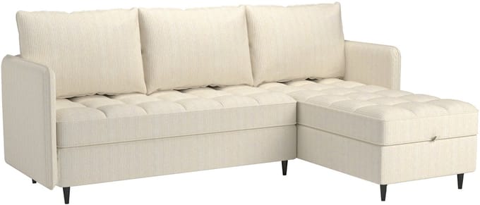 Lindhus-Sofa 3-zits - Opbergruimte - Omkeerbare Chaise - Creme