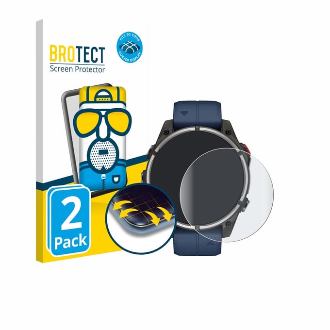 BROTECT - Screenprotector voor Garmin quatix 8 Pro (47 mm) - Folie Beschermfolie matte volledig dekking 2 Stuks