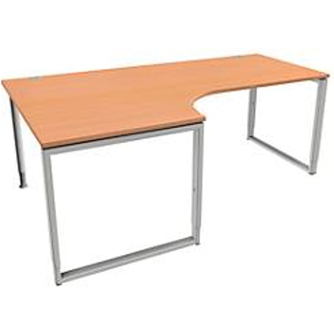 Schäfer Shop Genius MODENA FLEX hoekbureau, 90°, beugelpoot, bevestiging links, B 2000 mm, beuken afwerking