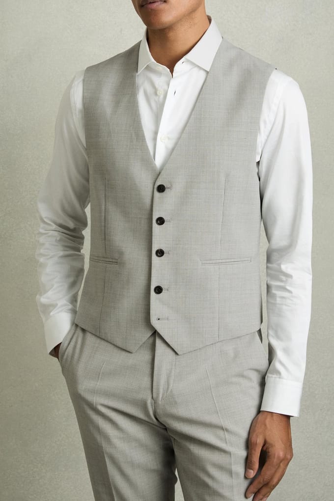 Reiss Check Waistcoat Grey Taglia: 40 | Gilet Outlet | Uomo | Grigio