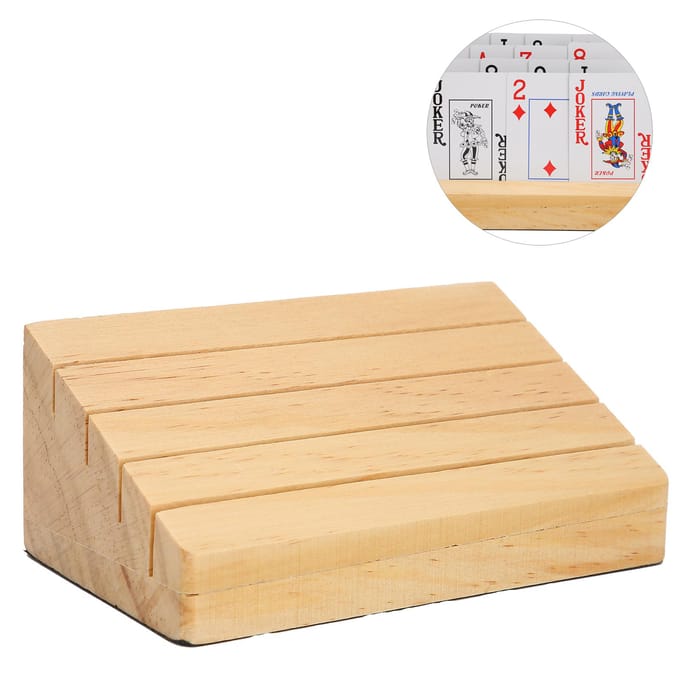Houten Speelkaarthouder Handsfree Speelkaarten Bakje Rek Pokerkaarten Accessoire beige