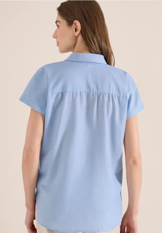 Blouse met korte mouwen in chambraykwaliteit