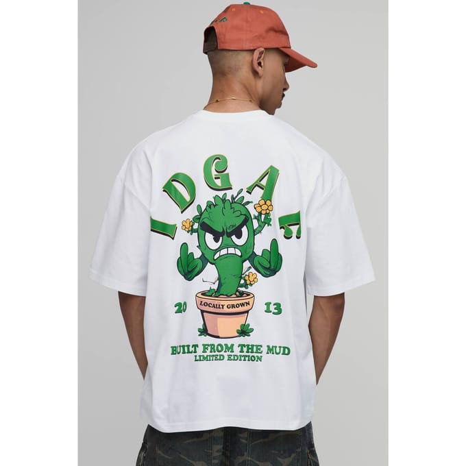 Collector's Edition Oversized T-shirt Met Madeliefjesmotief En Zak | White | Size Medium
