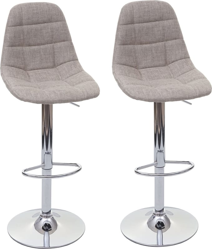 Set van 2 barkrukken MCW-A67, barkruk counterkruk, MVG-gecertificeerd ~ crème-grijs, textiel