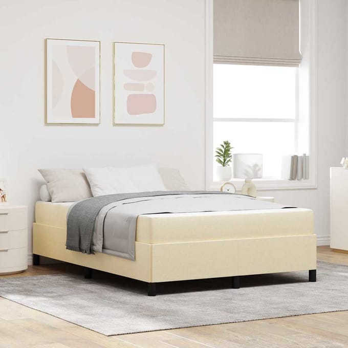vidaXL - Boxspring - bed - Crème - 140 - x - 200 - cm - Stof