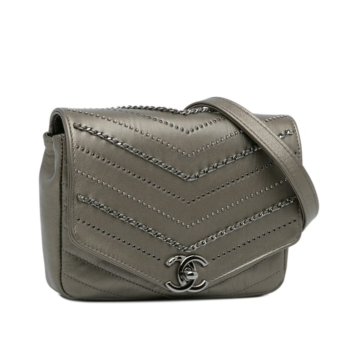 Chanel 19 Schoudertas Grijze Leder