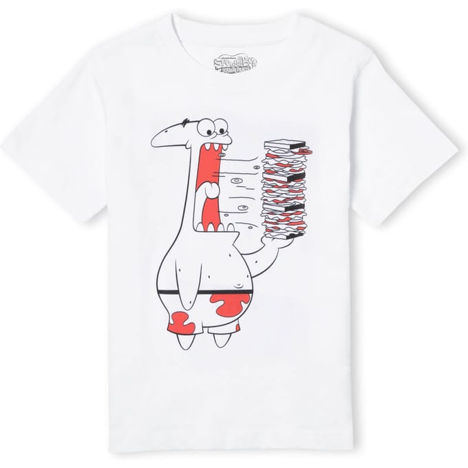 Spongebob Squarepants Patrick Munching Krabby Patties Kids' T-Shirt - White - 110/116 (5-6 jaar)