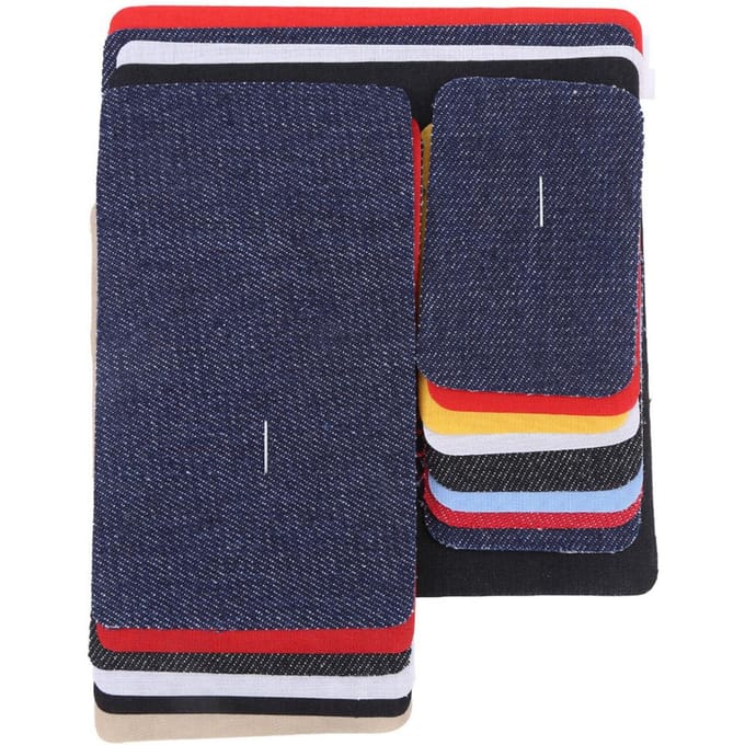 18Pcs Assorted Iron on Jean Mending Patches Repair Kit for Cloth Jeans Hats gray