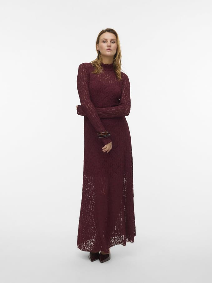 VERO MODA - VMLUNA LONG LACE DRESS JRS EXP SB8 - Dames - Maxi jurken