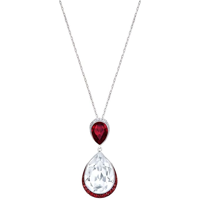 Swarovski Dubbele Waterdruppel Metalen Ketting Dames ketting 5236077 Silver,F white