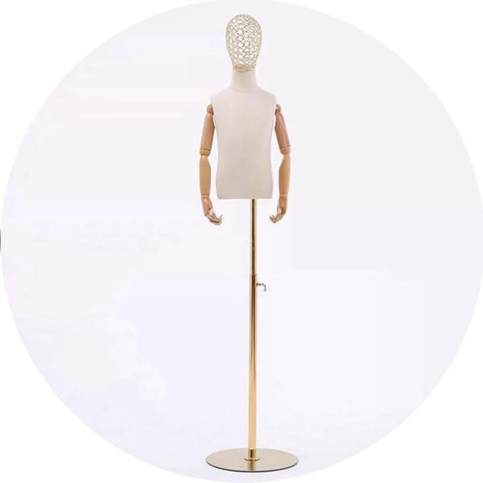Kinder Paspop - Kinderetalagepop Kinderkledingmodel - Kleding Presenteren - Flexibele Armen - 4 Jaar - Goud
