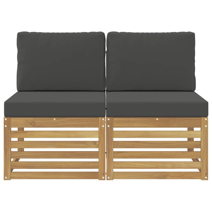 vidaXL - 2 - Stuk - Buiten - Midden - Sofa - Massief - Acacia - Hout - Wit