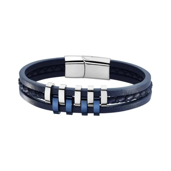Lotus leren armband ls1838-2/2 zilver granaat black