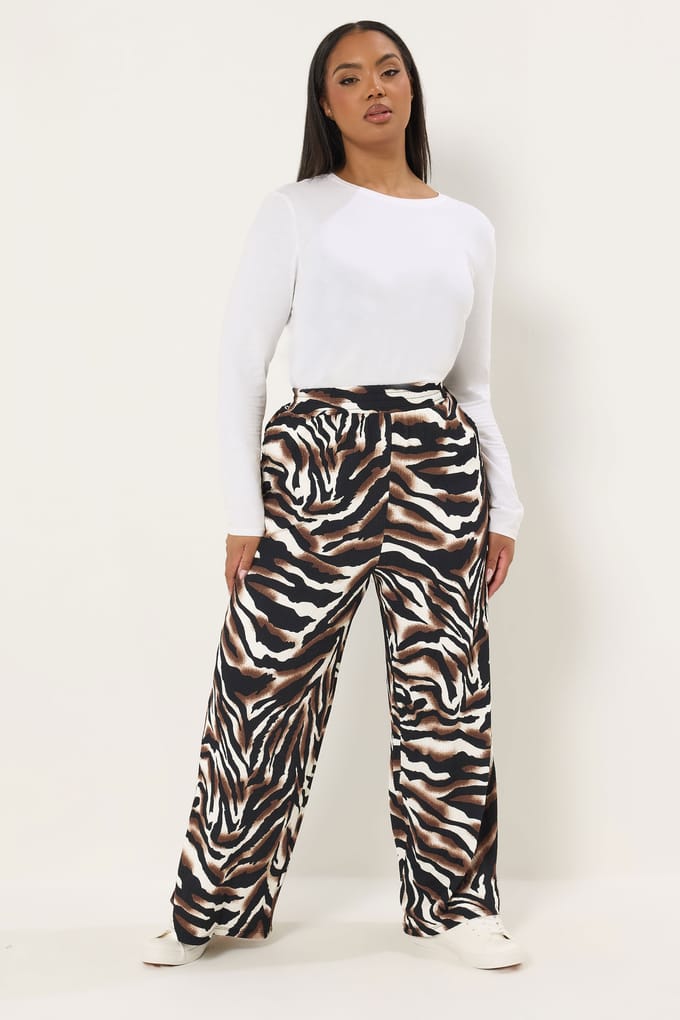 Yours Zwarte Broek Met Dierenprint Size 50-52