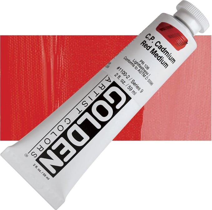 Golden Heavy Body Acrylverf serie 9 | C.P. Cadmium Red Medium (1100-2) 59 ml