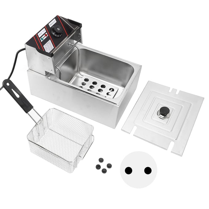 Friteuse électrique multifonctionnelle à huile, cuve unique, appareil de cuisson de comptoir pour la maison gray