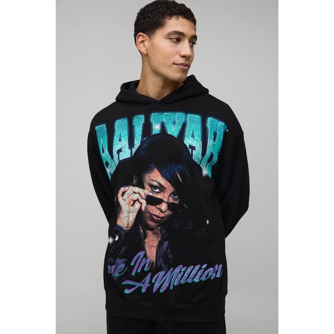 Oversized Aaliyah License Bedrukte Hoodie | Black | Size 2XL