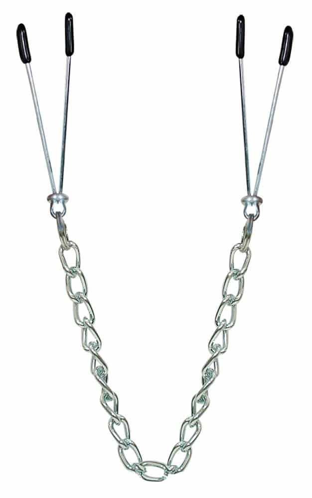 Metalen-Borstketting met tepelklemmen 42cm