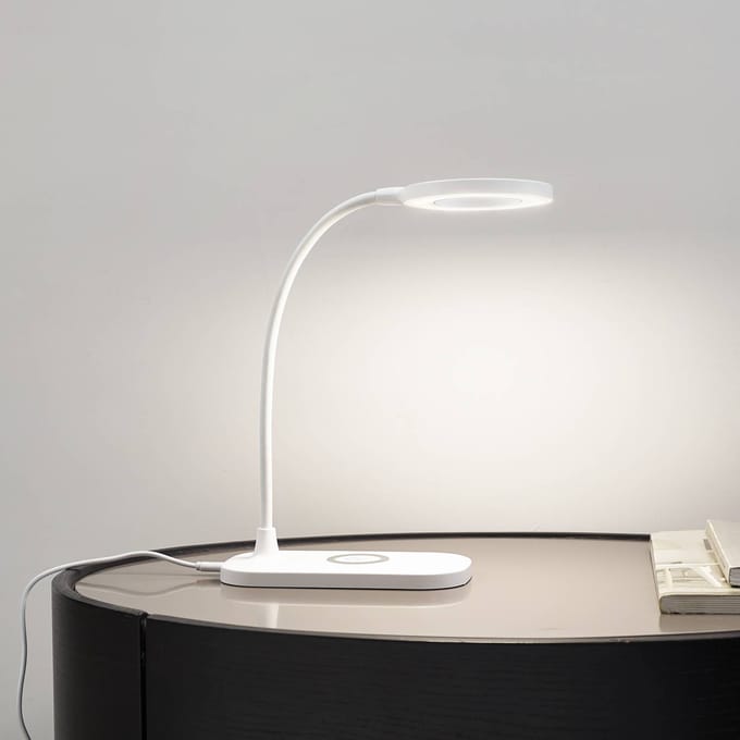 Lindby LED tafellamp Siona, wit, CCT, dimbaar, laadstation