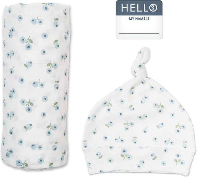 Lulujo Hello World Swaddle & Mutsje - Blueberry