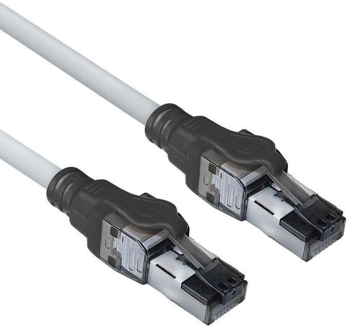 ACT Grijze 2 meter S/FTP CAT6A IDC 4PPoE / PoE++ 100W LSZH patchkabel snagless met RJ45 connectoren FB4002