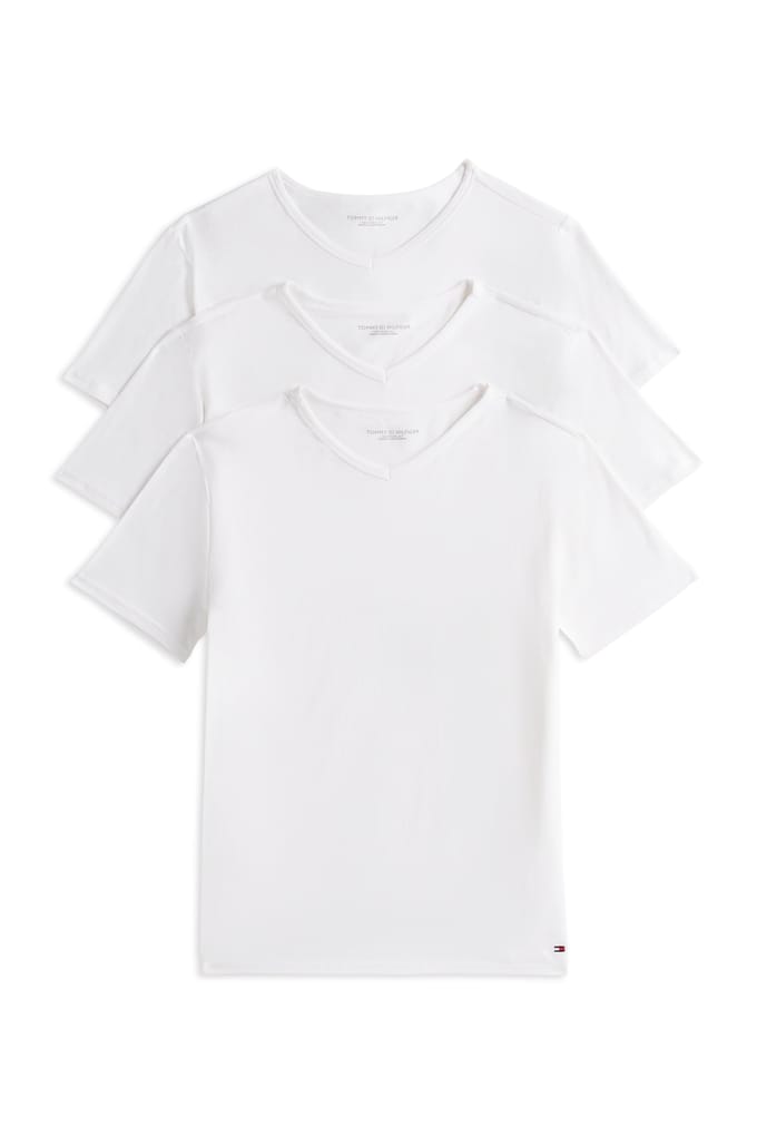 Tommy Hilfiger 3-pack Stretch V-neck Tee White Taglia: M | Magliette basic Outlet | Uomo | Bianco