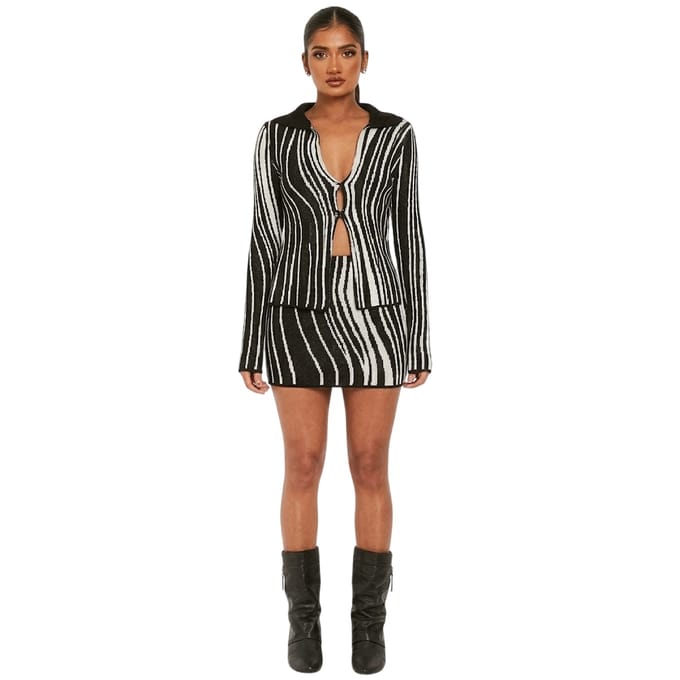 Missy Empire Dames Strepen Shirt (Zwart)