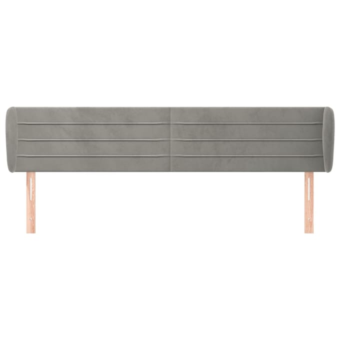 vidaXL - Hoofdbord - met - randen - 183x23x78/88 - cm - fluweel - lichtgrijs