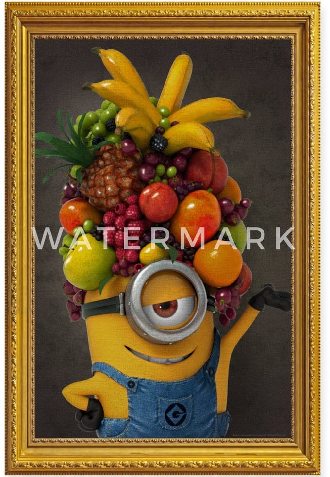 Minions Stuart Schilderen Met Fruit Poster 60x90 cm