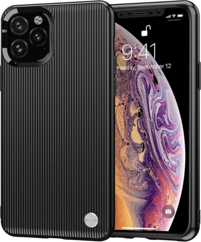 Geschikt voor Luxe Geribbelde Back cover voor Apple iPhone 11 Pro - Zwart - Shockproof - TPU Hoesje