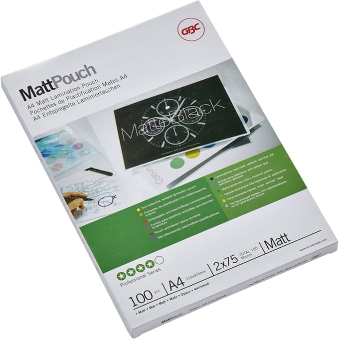 GBC - Document Lamineerhoezen - voor A4 Documenten - 150 Micron - Mat - 100 Stuks