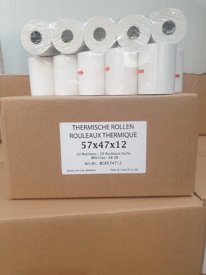 Bancontact rollen - Pinrollen 57x47x12 - 25 meter - 50 rollen per doos