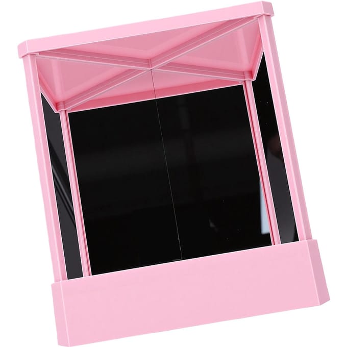 Niet-omkerende Spiegel Ware Reflectie Geslepen Staande Cosmetische Omgekeerde Spiegel voor Bureaukaptafel Nauwkeurige Verzorging pink