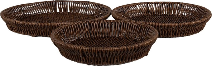 Clayre & Eef Serveerschalen Set van 3 Ø 28 / Ø 25/ Ø 22 cm Bruin Kunststof
