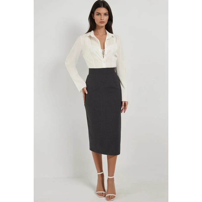 Hoge Taille Midi Rok